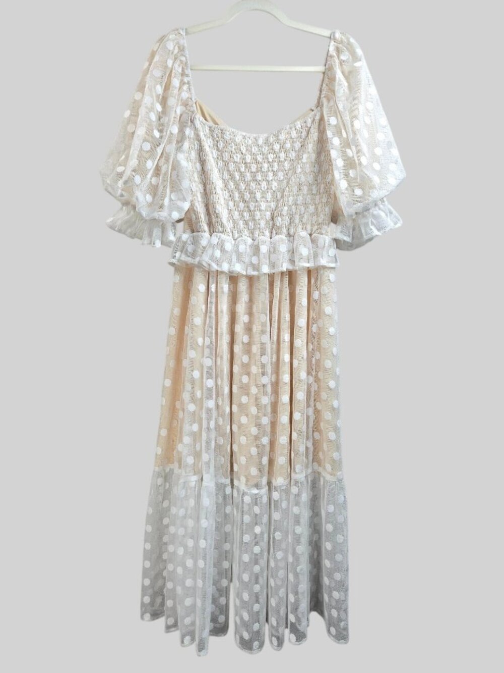 Vici Maxi Dress Sz XL Puff Sleeve Ruffled Polka Dot Formal Cottagecore Victorian - Picture 2 of 9